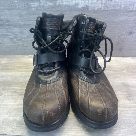 RALPH LAUREN Brown Black POLO FELTWELL Leather HIKING Utility BOOTS Size 11 - Picture 2 of 14